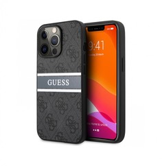 Чехол Guess PU 4G Stripe printed logo Hard для iPhone 14 Pro, Серый