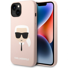 Чехол karl lagerfeld liquid silicone karls head hard magsafe для iphone 14, розовый