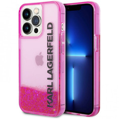 Чехол Karl Lagerfeld Liquid glitter Elongated logo Hard для iPhone 14 Pro, Розовый