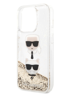 Чехол Karl Lagerfeld для iPhone 14 Pro Max с жидкими блестками, Gold