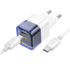 Сетевое зарядное устройство Hoco C125Aa type-c - type-c 1xUSB Type-C 3 А белый, голубой