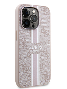 Чехол Guess для iPhone 14 Pro с MagSafe из экокожи розовый