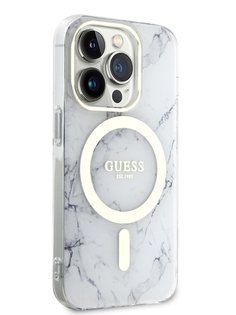 Чехол Guess для iPhone 14 Pro с MagSafe White/Gold