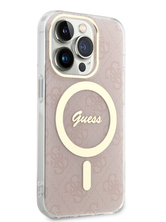 Чехол Guess для iPhone 14 Pro с MagSafe Pink/Gold