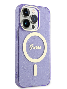 Чехол Guess для iPhone 14 Pro с MagSafe Purple/Gold