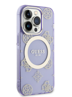 Чехол Guess для iPhone 14 Pro MagSafe с принтом Purple/Gold
