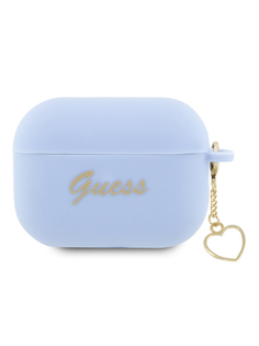 Чехол Guess для Airpods Pro 2 силиконовый с шармом, синий