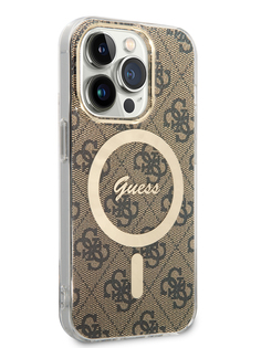 Чехол Guess для iPhone 14 Pro с MagSafe Brown/Gold