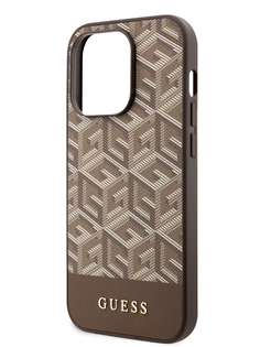 Чехол Guess для iPhone 14 Pro Max Cube с MagSafe, Brown