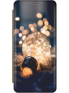 Чехол-книжка на Honor X7 "Гирлянда в лампочке" золотистый Gosso Cases