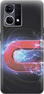 Силиконовый чехол на OPPO Reno7 с принтом "Южный полюс магнита" Gosso Cases