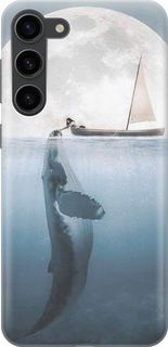 Силиконовый чехол на Samsung Galaxy S23+ с принтом "Кит и лодка" Gosso Cases