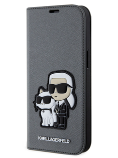 Чехол Karl Lagerfeld для iPhone 14 чехол Booktype Silver