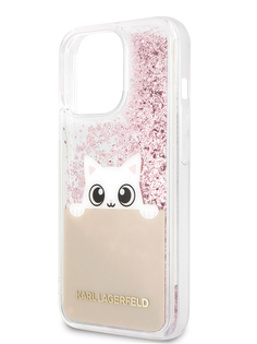 Чехол Karl Lagerfeld для iPhone 13 Pro Max с жидкими блестками, розовый