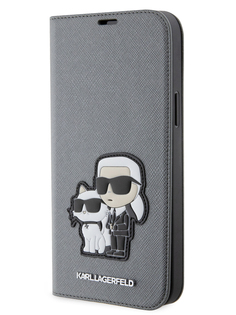 Чехол Karl Lagerfeld для iPhone 13 Pro Max Karl & Choupette Booktype Silver