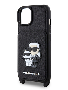 Чехол Karl Lagerfeld для iPhone 14 с ремнем и карманом для карт, Black