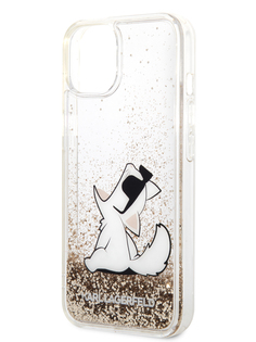 Чехол Karl Lagerfeld для iPhone 14 с жидкими блестками, Gold