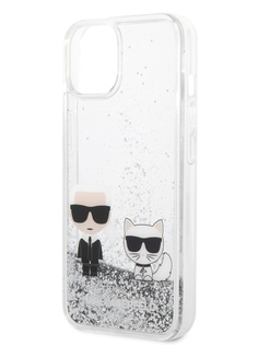 Чехол Karl Lagerfeld для iPhone 14 с жидкими блестками, Silver