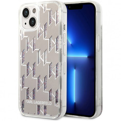 Чехол cg mobile karl lagerfeld liquid glitter monogram для iphone 14 plus, серебристый