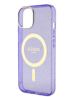 Чехол Guess для iPhone 14 с MagSafe фиолетовый/золотистый
