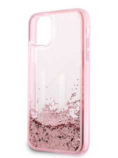 Чехол Karl Lagerfeld для iPhone 11 с жидкими блестками розовый