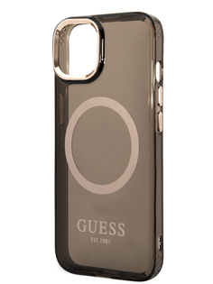 Чехол Guess для iPhone 14 Plus с MagSafe, черный/золотистый
