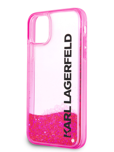 Чехол Karl Lagerfeld для iPhone 11 с жидкими блестками прозрачный/розовый
