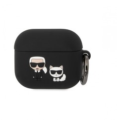 Чехол Karl Lagerfeld Silicone case with ring Karl & Choupette для AirPods 3, Черный