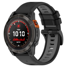 Двухцветный ремешок для Garmin Fenix 7 Pro, 7X Pro, 7S Pro, 20 мм, черно-серый