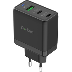 Сетевое зарядное устройство Dorten 65W GaN QC+2USB-C/PD 1xUSB, 2xUSB Type-C 3 А черный