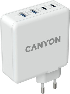 Сетевое зарядное устройство Canyon H-100 2xUSB-A/2xUSB-C, 1.5A, белый (cnd-cha100w01)