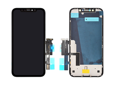 Дисплей для iPhone XR + тачскрин с рамкой + задняя металлическая рамка черный No Brand
