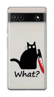 Чехол для Google Pixel 6A "Котик с ножом" Case Place
