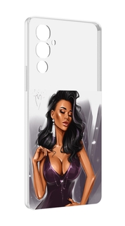 Чехол MyPads нарисованная-девушка-в-фиолетовом-платье женский для Tecno Pova 4