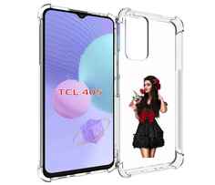 Чехол MyPads девушка-в-черном-платье-с-розой женский для TCL 405