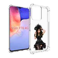 Чехол MyPads стройная-девушка-в-черном-платье для Vivo Y16 4G/ Vivo Y02S