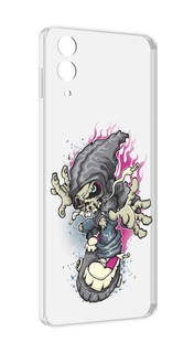 Чехол MyPads нарисованный скелет на скейт борде для Samsung Galaxy Z Flip 4 (SM-F721)