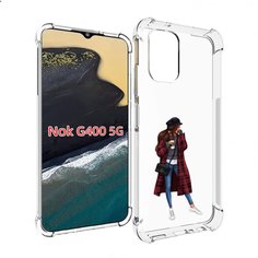 Чехол MyPads девушка-в-клетчатом-пальто для Nokia G400 5G