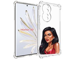 Чехол MyPads Брюнетка-в-красном-платье для Honor 80