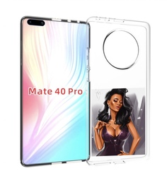 Чехол MyPads нарисованная-девушка-в-фиолетовом-платье женский для Huawei Mate 40 Pro