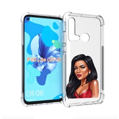 Чехол бампер MyPads Брюнетка-в-красном-платье для Huawei P20 Lit