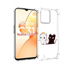 Чехол MyPads котик-с-злой-тенью для OPPO Realme C31