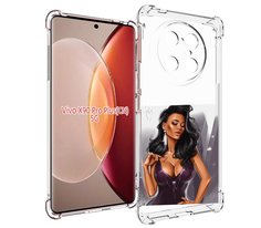 Чехол MyPads нарисованная-девушка-в-фиолетовом-платье женский для Vivo X90 Pro Plus