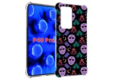 Чехол MyPads фиолетовые маски для Huawei P40 Pro противоударный