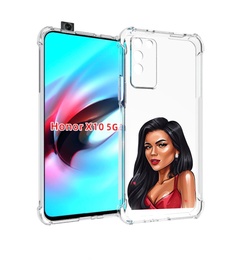 Чехол MyPads Брюнетка-в-красном-платье для Honor X10