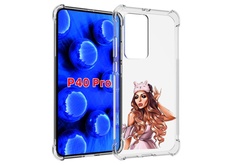 Чехол MyPads девушка-с-маской-для-сна женский для Huawei P40 Pro противоударный