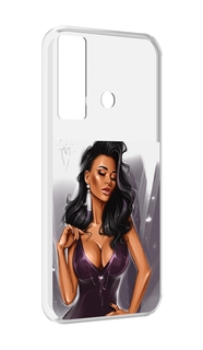 Чехол MyPads нарисованная-девушка-в-фиолетовом-платье женский для Tecno Camon 17