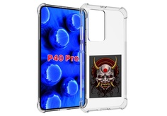 Чехол MyPads маска с клыками и рогами для Huawei P40 Pro противоударный