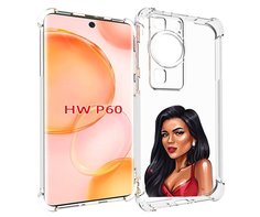 Чехол MyPads Брюнетка-в-красном-платье для Huawei P60