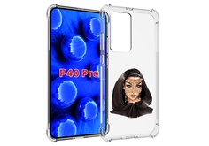 Чехол MyPads девушка-в-золотой-маске для Huawei P40 Pro противоударный